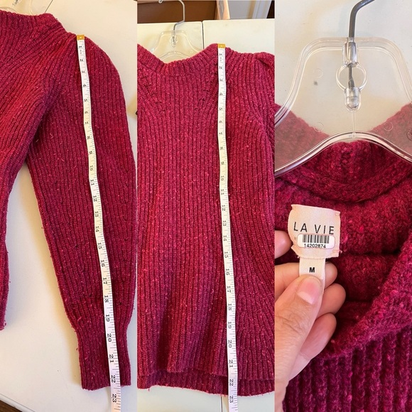 La Vie Rebecca Taylor Red Ribbed Peplum Sweater - Picture 14 of 16